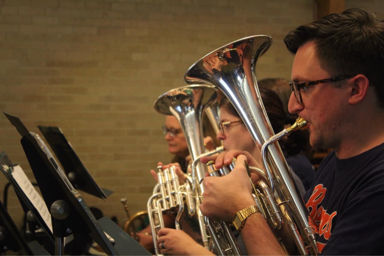 Dublin Silver Band euphonium section in rehearsal